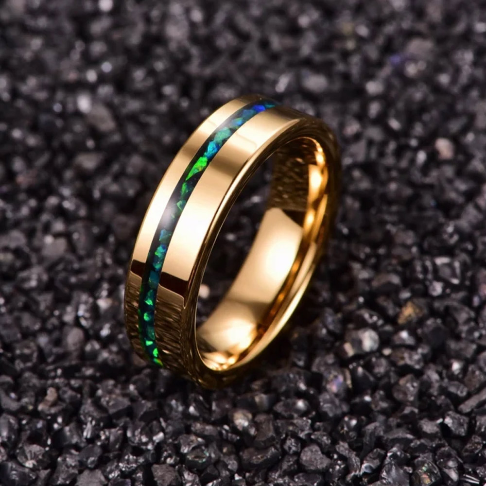 The Acadia | Tungsten Opal Men's Wedding Bands - Gentlebands