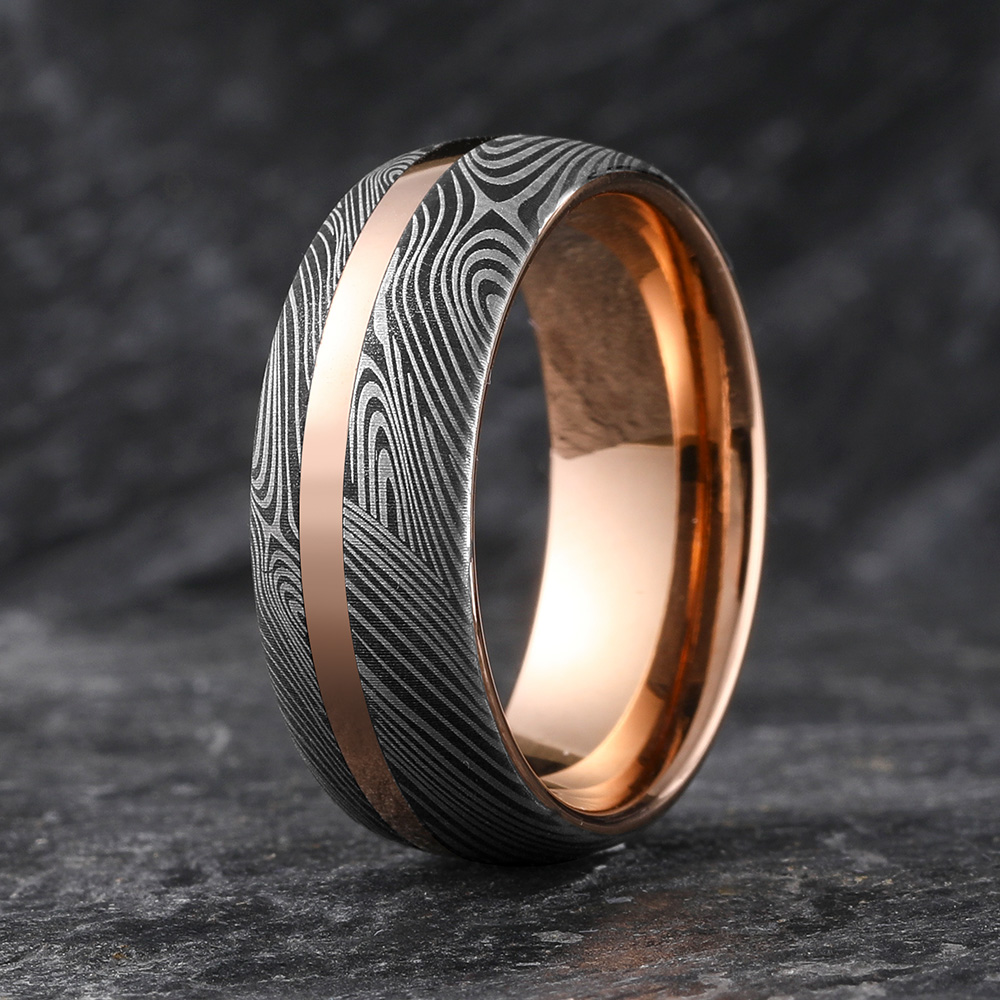 Damascus Ring Rosewood Inner Liner Custom high quality Width HANDMADE Damascus Steel Ring Men Wedding Ring Men Engagement Ring Men Wedding Band